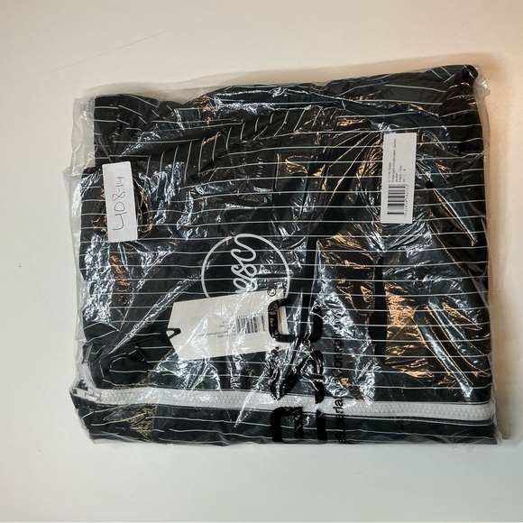 WeSC NWT Pinstripe Hooded Windbreaker Black Size M - Picture 2 of 2
